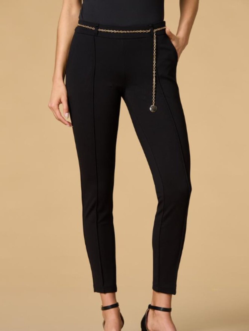 Nicole Miller Chain Reaction Ponte Leggings Large NWT